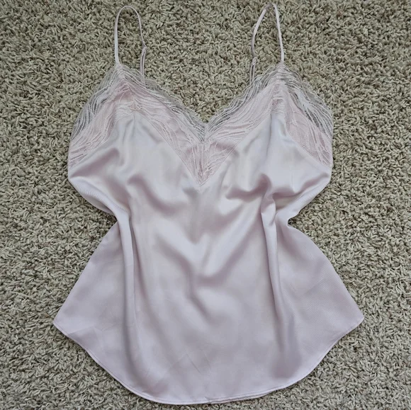 Women's Express Elegant Pink Lace Trim Camisole - Small - Picture 1 of 5
